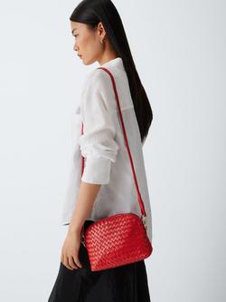 Dragon Diffusion Chunky Fellini Pochette Woven Leather Crossbody Bag, Red - view 2, Red