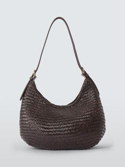 Dragon Diffusion Luna Mezza Woven Leather Shoulder Bag, Dark Brown, Dark Brown