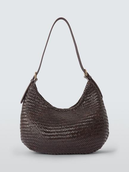 Dragon Diffusion Luna Mezza Woven Leather Shoulder Bag, Dark Brown, Dark Brown