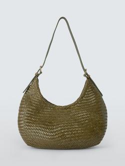 Dragon Diffusion Luna Mezza Woven Leather Shoulder Bag, Khaki, Khaki