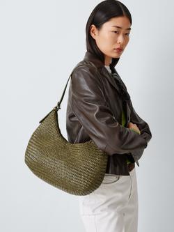 Dragon Diffusion Luna Mezza Woven Leather Shoulder Bag, Khaki - view 2, Khaki