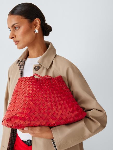 Dragon Diffusion Small Santa Croc Woven Leather Bag, Red - view 2, Red