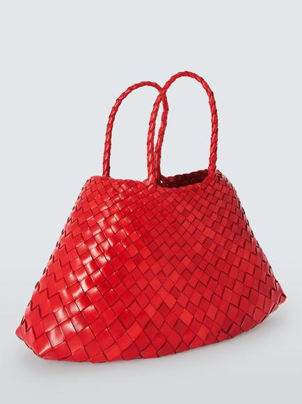 Dragon Diffusion Small Santa Croc Woven Leather Bag, Red - view 2, Red