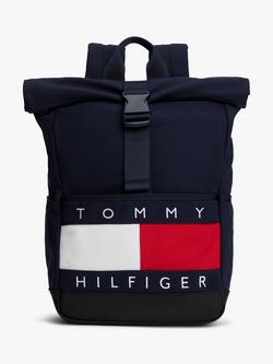 Tommy Hilfiger Kids' Heritage Flag Roll Top Backpack, Navy, Navy