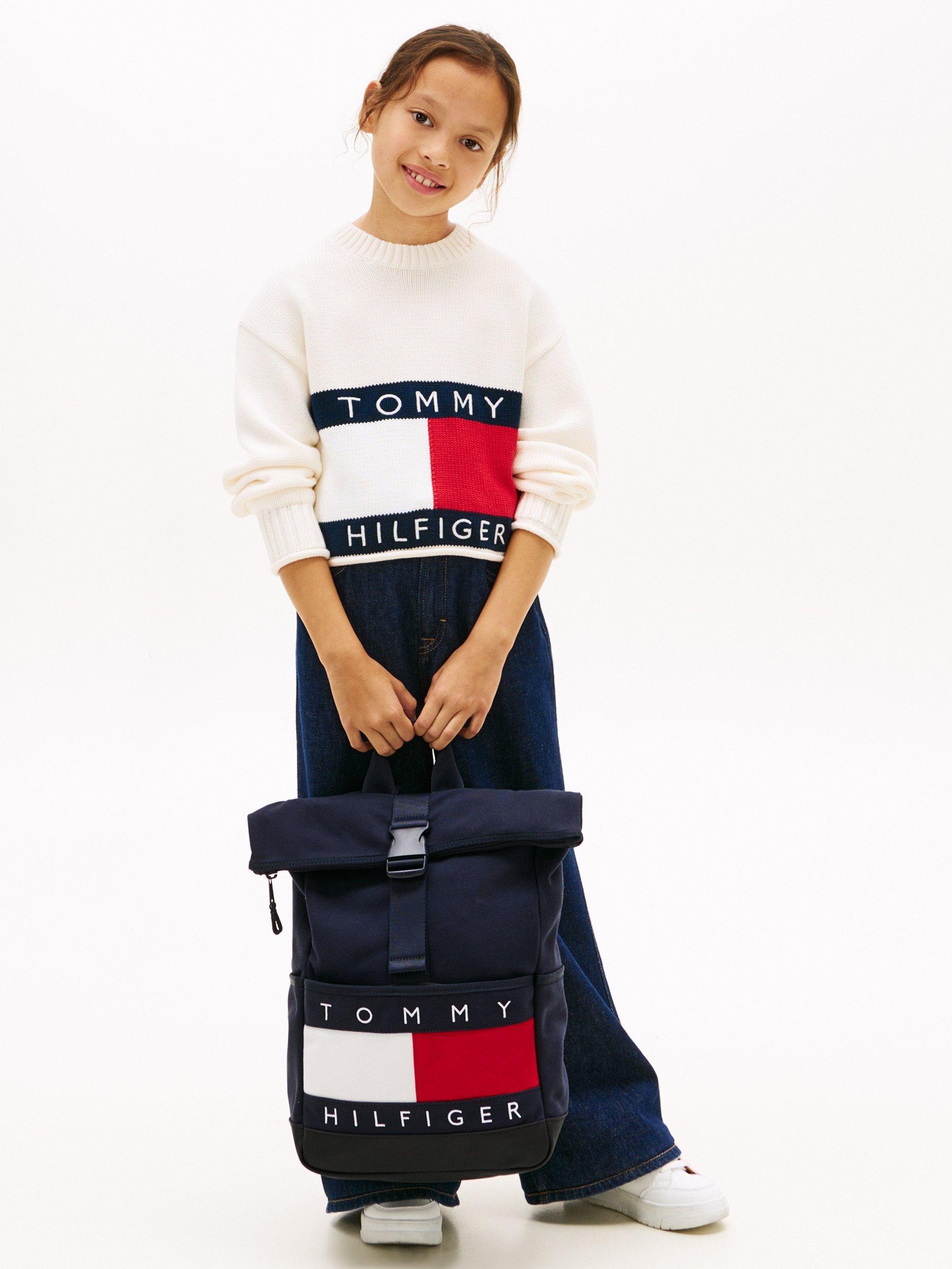Product image 5 of 6, which shows Tommy Hilfiger Kids' Heritage Flag Roll Top Backpack, Navy