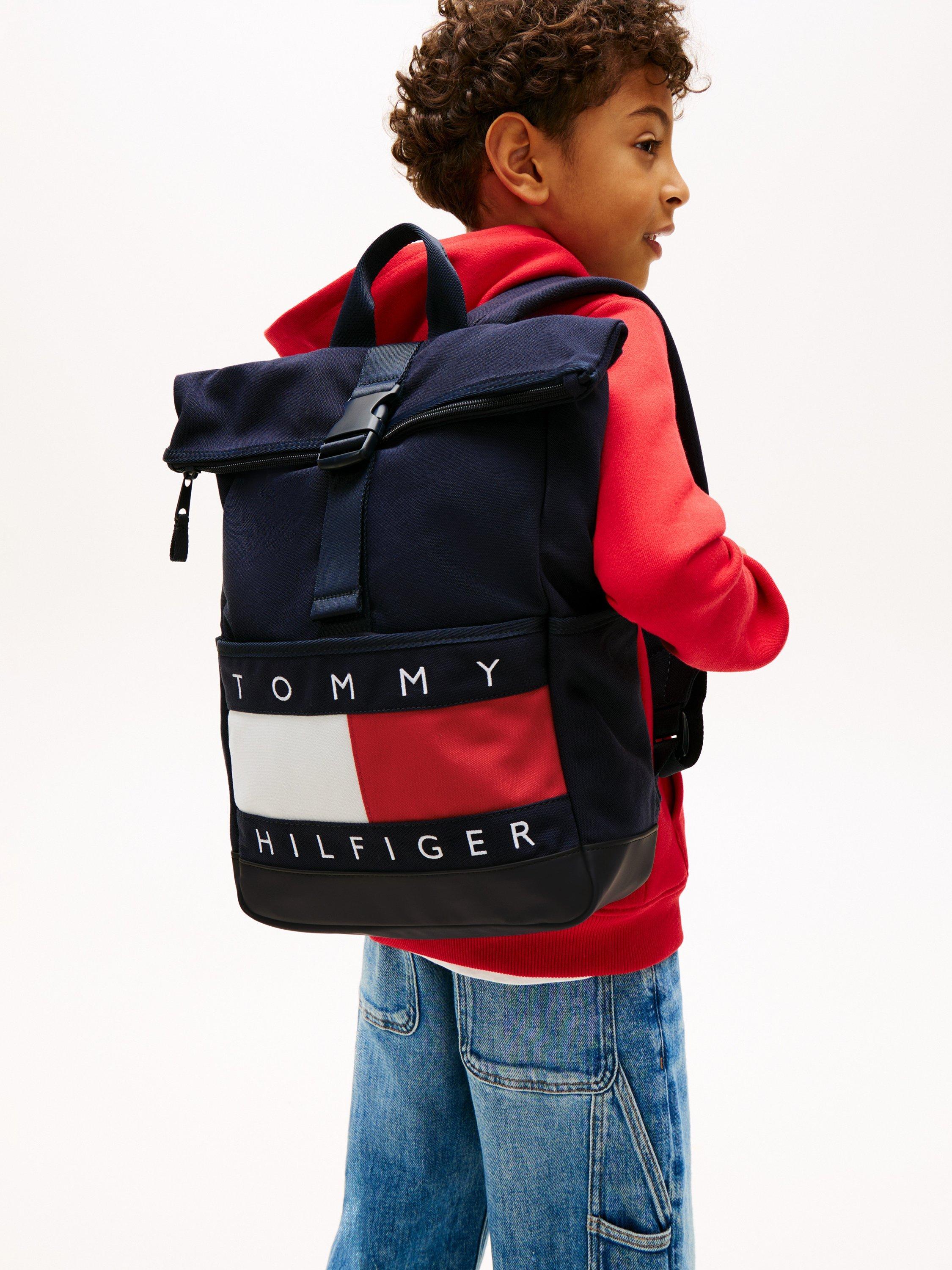 Product image 6 of 6, which shows Tommy Hilfiger Kids' Heritage Flag Roll Top Backpack, Navy