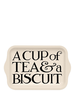 Emma Bridgewater Black Toast 'Cup of Tea' Small Steel Tray, Black/Cream, Black/White