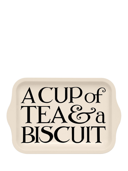 Emma Bridgewater Black Toast 'Cup of Tea' Small Steel Tray, Black/Cream, Black/White
