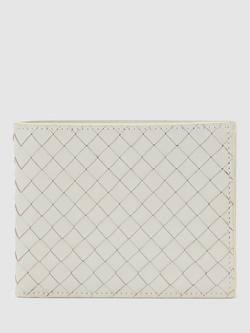 Reiss Quincy Lattice Pure Leather Card Holder, Off White, Off White