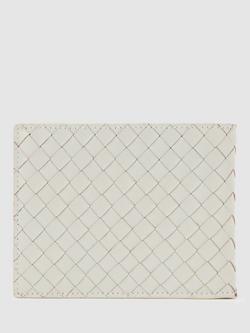 Reiss Quincy Lattice Pure Leather Card Holder, Off White - view 2, Off White