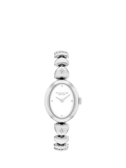 Coach 14504638 Women's Round Heart Strap Watch, Silver