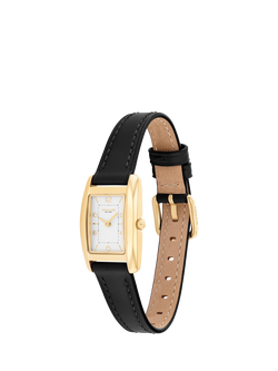 Coach 14504647 Women's Rectangular Leather Strap Watch, Black - view 2, Black