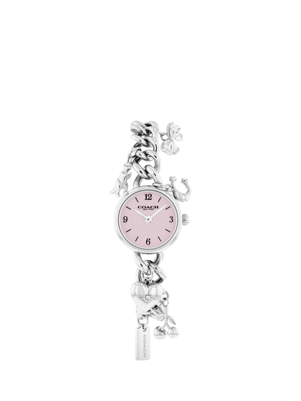 Coach 14504648 Women's Iris Round Charm Bracelet Watch, Silver