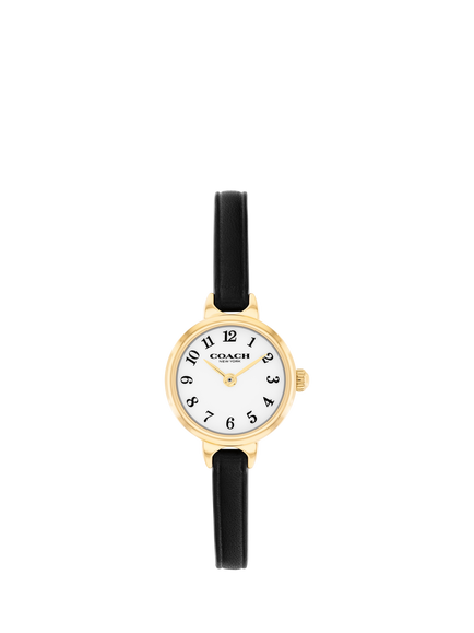 Coach 14504654 Women's Leather Strap Watch, Black, Black