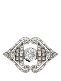 Eclectica Pre-Loved Vintage Art Deco Crystal Brooch, Silver, Silver