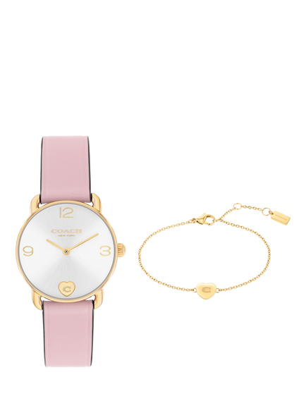 Coach 14000137 Watch & Heart Bracelet Gift Set, Pink, Pink