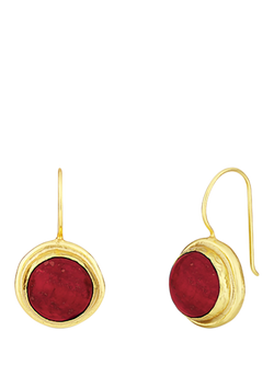 Ottoman Hands Noa Ruby Drop Earrings, Gold, Gold/Ruby