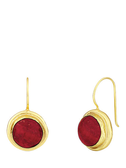 Ottoman Hands Noa Ruby Drop Earrings, Gold, Gold/Ruby