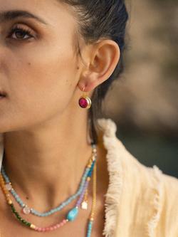 Ottoman Hands Noa Ruby Drop Earrings, Gold - view 2, Gold/Ruby