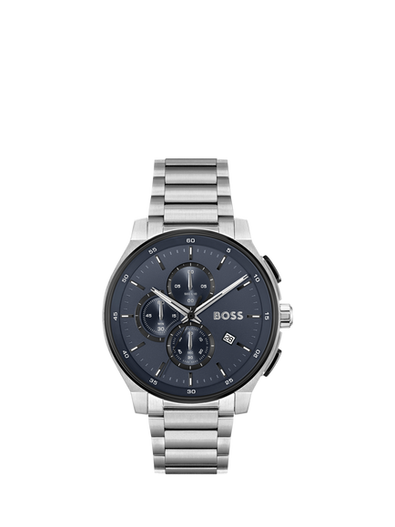 HUGO BOSS 1514189 Men's Round Chronograph Bracelet Strap Watch, Silver, Silver