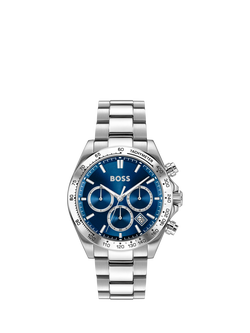HUGO BOSS 1514315 Men's Round Chronograph Bracelet Strap Watch, Silver, Silver
