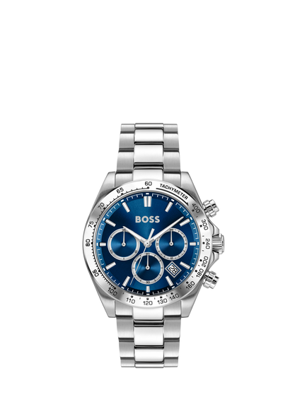 HUGO BOSS 1514315 Men's Round Chronograph Bracelet Strap Watch, Silver, Silver
