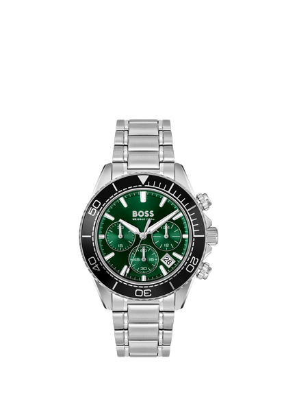 HUGO BOSS 1514321 Men's Round Chronograph Bracelet Strap Watch, Silver, Silver