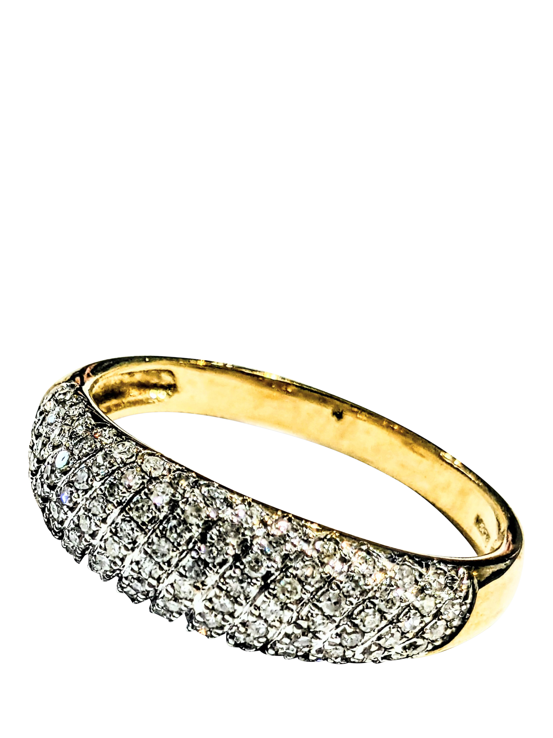 Product image 1 of 1, which shows Pre-loved 9ct Yellow Gold 100-Stone 0.50ct Diamond Bombe Ring