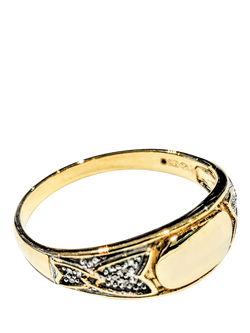 Pre-loved 9ct White Gold Personalised Diamond Signet Ring, W, White Gold