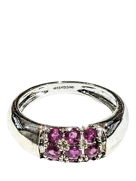 Pre-loved 9ct White Gold Created Ruby Boat Ring, K, White Gold