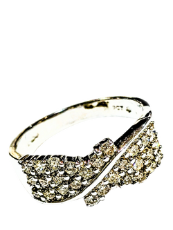 Pre-loved 9ct White Gold Crossover Diamond Ring, N, White Gold