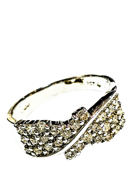 Pre-loved 9ct White Gold Crossover Diamond Ring, N, White Gold