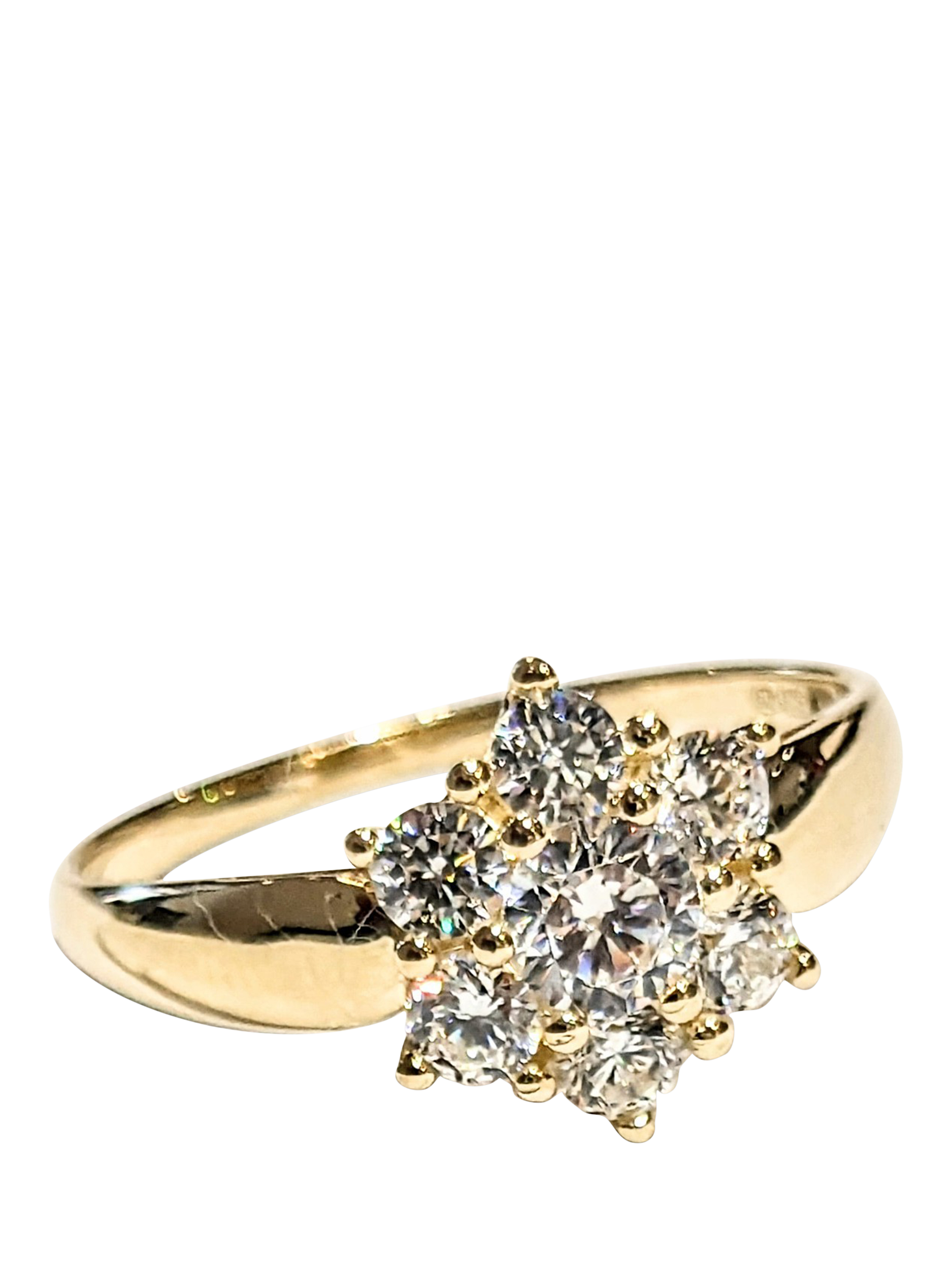 Product image 1 of 1, which shows Pre-loved 9ct Gold 7-Stone Cubic Zirconia Cluster Ring, S