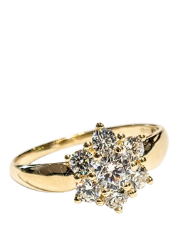 Pre-loved 9ct Gold 7-Stone Cubic Zirconia Cluster Ring, S, Gold