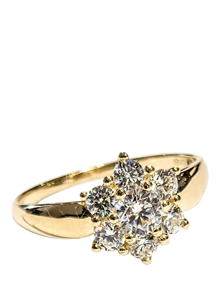 Pre-loved 9ct Gold 7-Stone Cubic Zirconia Cluster Ring, S, Gold
