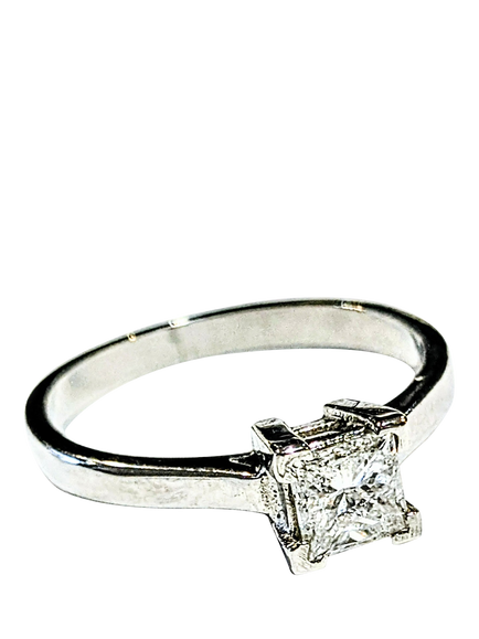 Pre-loved Platinum Solitaire Princess Cut Diamond Ring, M, Platinum