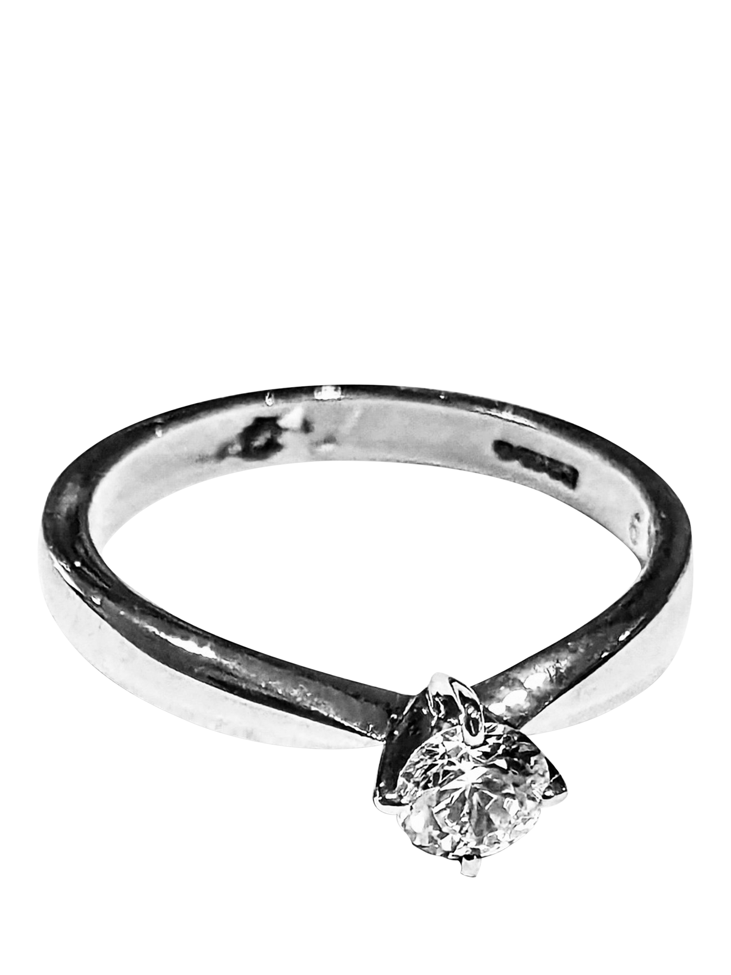 Product image 1 of 1, which shows Pre-loved 18 White Gold Solitaire Cubic Zirconia Ring, O