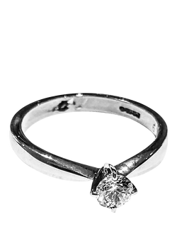 Pre-loved 18 White Gold Solitaire Cubic Zirconia Ring, O, White Gold