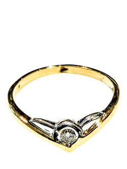 Pre-loved 9ct Yellow Gold Solitaire Diamond Wishbone Ring, J, Yellow Gold