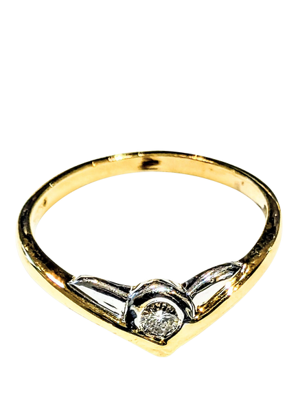Pre-loved 9ct Yellow Gold Solitaire Diamond Wishbone Ring, J, Yellow Gold