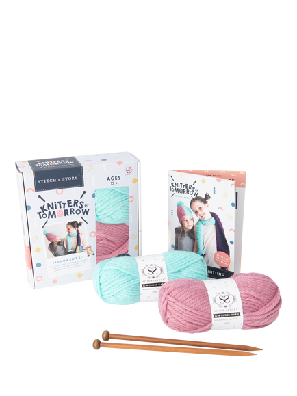 Wool Couture Stitch & Story Knitters of Tomorrow Children's Beginners Knitting Kit, Multi