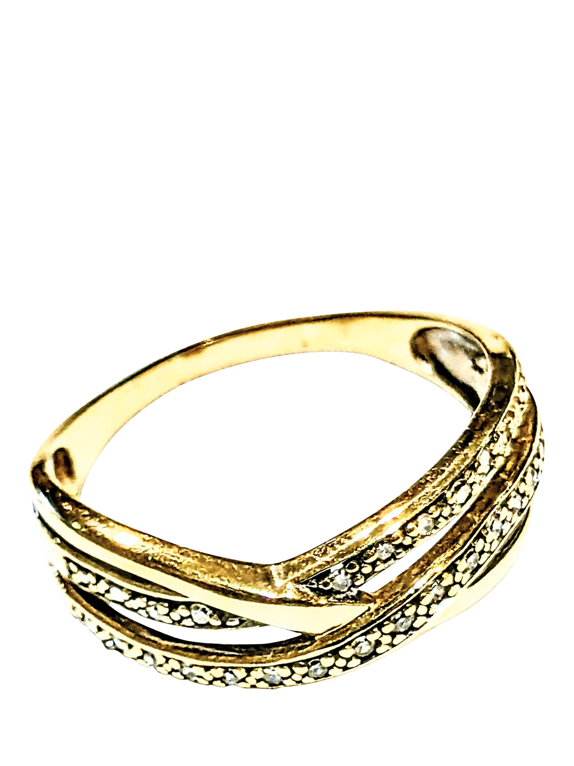 Product image 1 of 1, which shows Pre-loved 9ct Yellow Gold Diamond Twist Ring, S