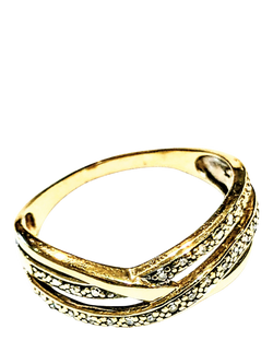 Pre-loved 9ct Yellow Gold Diamond Twist Ring, S, Gold
