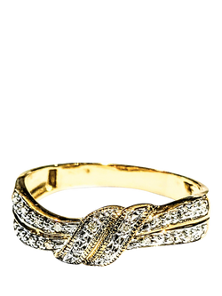 Pre-loved 9ct Yellow Gold Diamond Crossover Ring, R, Yellow Gold