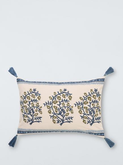 John Lewis Pomegranate Tree Rectangular Cushion, Blue