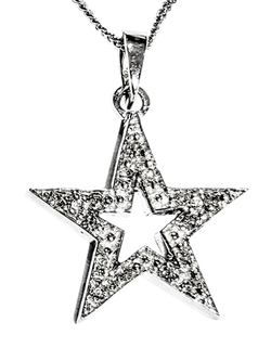 Pre-loved 9ct White Gold Diamond Star Pendant Necklace, White Gold
