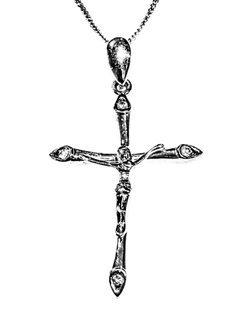 Pre-loved White Gold Diamond Crucifix Pendant Necklace, White Gold