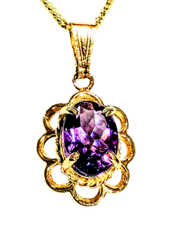 Pre-loved 9ct Yellow Gold Amethyst Pendant Necklace, Yellow Gold
