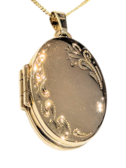 Pre-loved 9ct Yellow Gold Embossed Floral Opening Locket, Yellow Gold