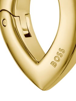 HUGO BOSS Sculptural Almond Hoop Earrings, Gold - view 2, Gold